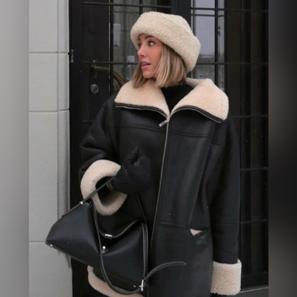 Emporium- Allure shearling lined leather coat - Picture 3 of 6